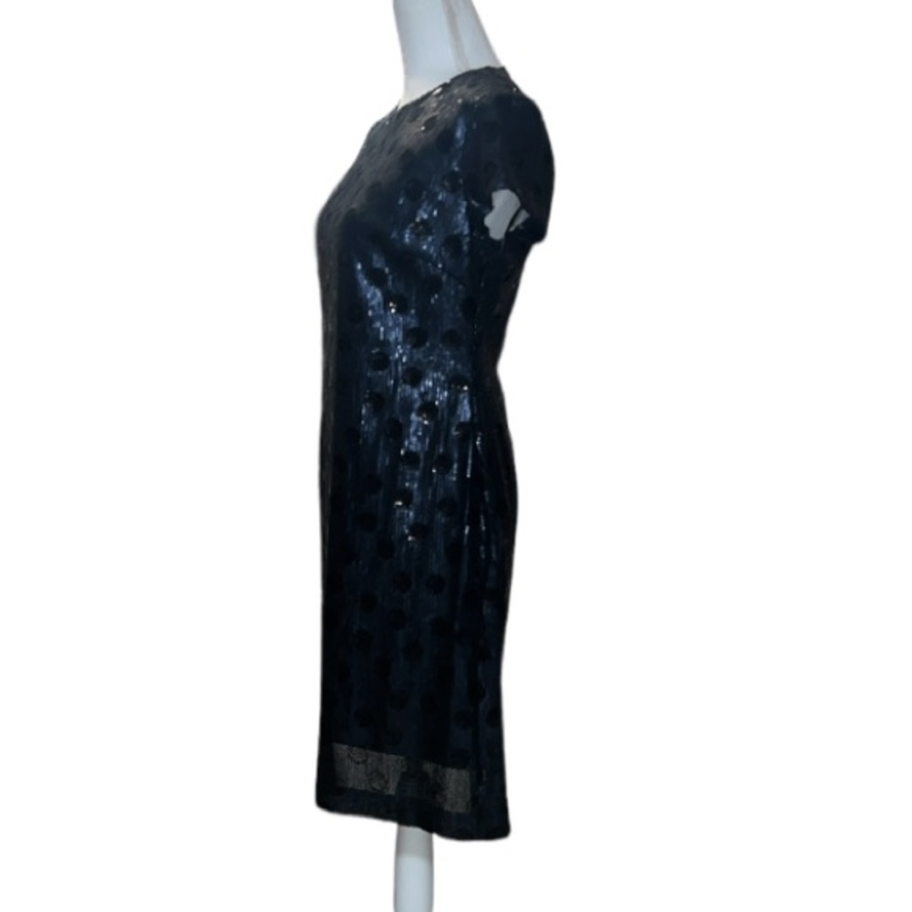Lauren Ralph Lauren blue sequin Dress Black polka dot details SIZE 8 - Picture 6 of 16